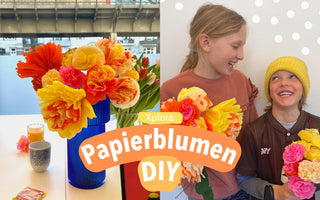 Papierblumen DIY basteln Kinder Grundschule kreativ Krepp Krepppapier Anleitung Pinterest